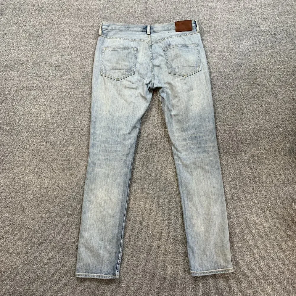 AllSaints Jeans Mens 32 Light Wash Rex Slim Fit Ripped Distressed Denim Stretch